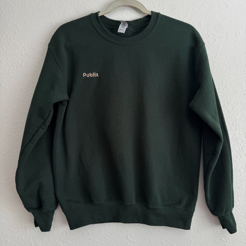 Publix Gildan DryBlend Crewneck Sweatshirt Forest Green Embroidered S